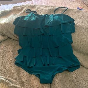 Teal Ruffled adult One Piece Swimsuit